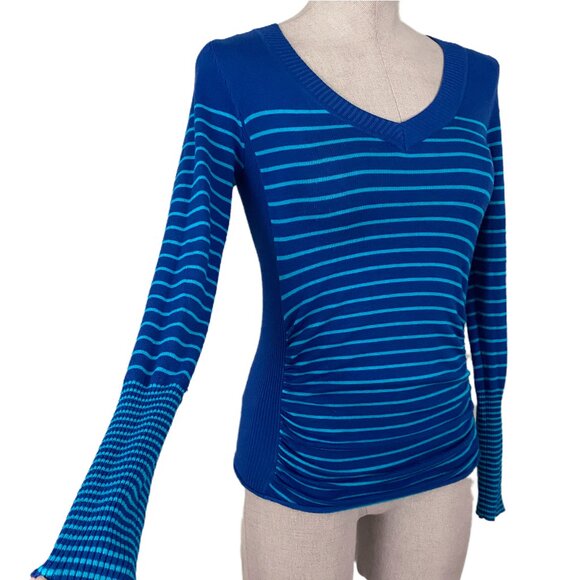 2000s blue striped v neck sweater by takeout - Picture 1 of 4